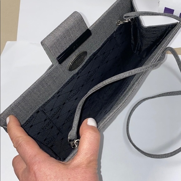 Charles Jourdan Gray Tweed Shoulder Clutch Bag - Picture 9 of 12